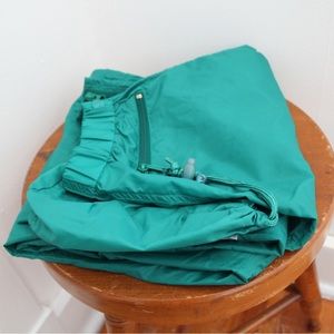 Rare Vintage EMS 80s 90s Wind Pants Parachute Track Pants Zip Up Teal